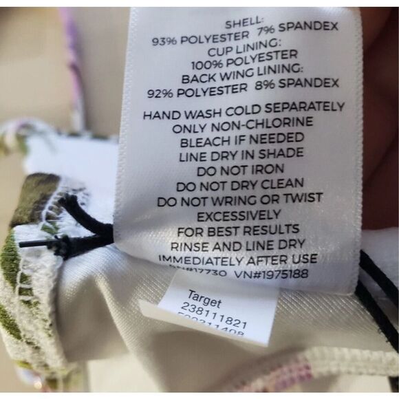 Shade & Shore 32B Bikini Top White Purple Green Floral Tropical Swim Underwire - Picture 10 of 12